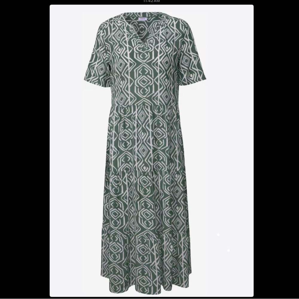 Cecil Geometric Green Midi Dress (Runs big)